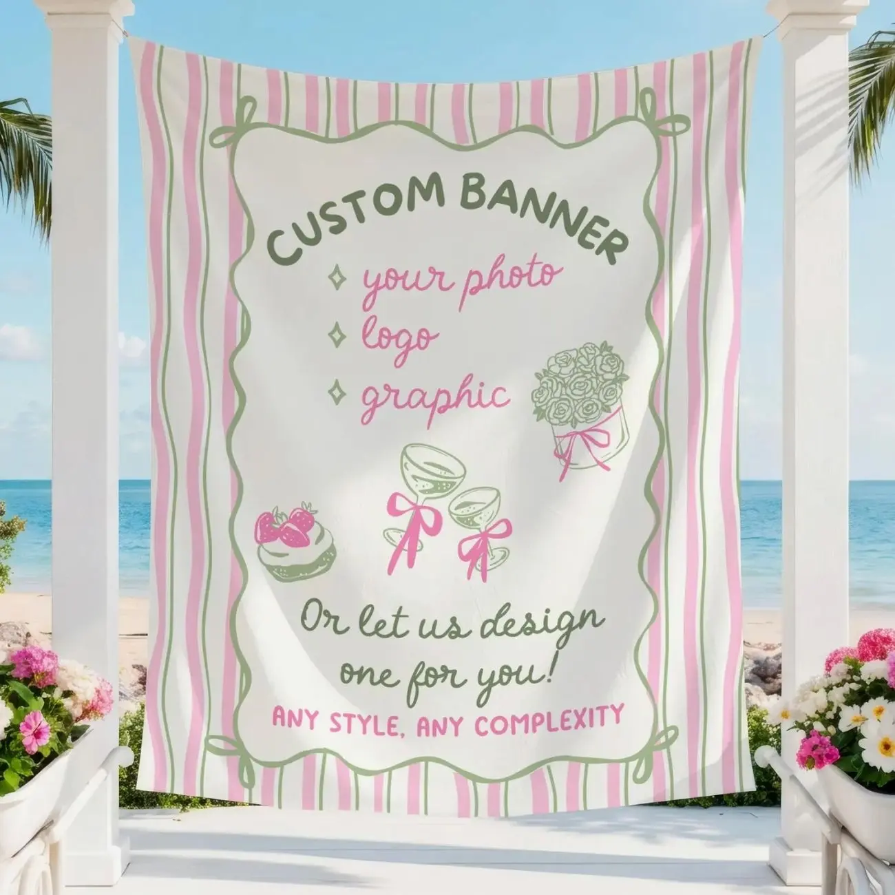 Custom Banner, Custom Tapestry, Custom Party Welcome Sign, Bachelorette, Bridal Shower, Baby Shower, Birthday Wall Photo Decor