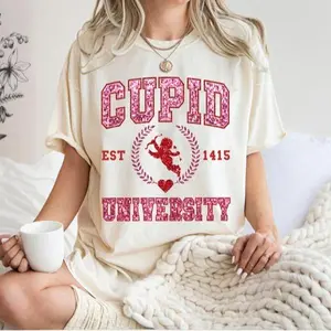 Faux Sequin Shirt, Cupid University Sweatshirt, Valentines Day T Shirt, Love, Cupid, Heart Sweatshirt - Choose Your Fit - Shades for Everyone - Pick Your Look - Universal Style Options