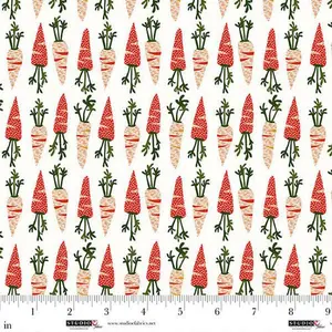 Fabric Studio E Off White Carrots Neighborhood Association by the Quarter Yard 8422-01