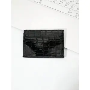 Crocodile Texture PU Leather Card Holder, Slim Zipper Mens Wallet, Multi Slot Credit Card Pouch, Portable Storage Accessory for Daily Business Outdoor Travel Use