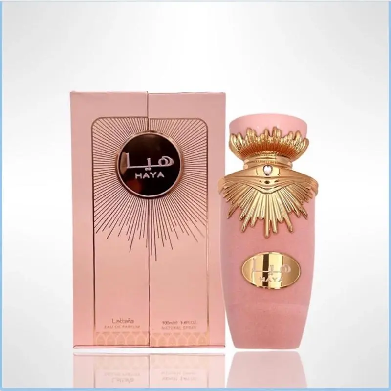 Lattafa Haya Pink Eau de Parfum Spray for Women (3.4oz, Adults) - Cruelty-Free Citrus Fruity Floral Woody Scent, Citrus-Fresh Opening with Rose + Tangerine, Champagne, Strawberry, Blood Orange Top Notes, Vanilla Warm Finish, Daytime Wear