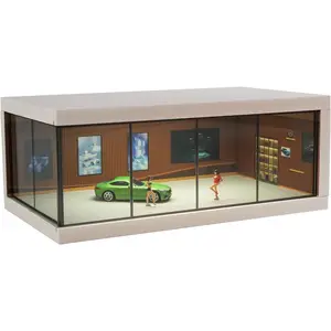 Kivcmds Premium Display Case for 1/64 Scale Hot Wheels & Matchbox Cars - USB LED Lighting Diecast Model Car Storage Showroom Garage Black Rectangle Design