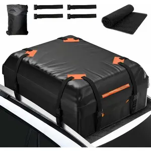 Roof Bag Rooftop Cargo Carrier Bag  15 Cubic ,Roof Rack for  Includes Anti-Slip Mat, 4 Door Hooks,  Zipper Buckle for   with/Without Rack