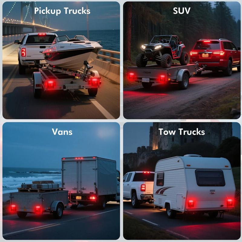 Wireless Magnetic LED Trailer Light, Ip67 Waterproof Rechargeable Wireless Trailer Tow Lights Kit with 7 Pin Plug, Tail Stop Turn Signal License Plate Lights for 12V RV Pickup Trucks Marine Boats