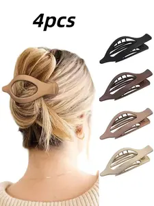 4pcs French Style Hair Clips for Women, Matte Finish Clips, Flat Claw Clips, Versatile Barrettes for Thick and Thin Hair, Stylish Updos and Casuallooks