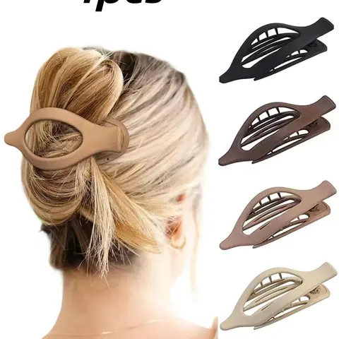 4pcs French Style Hair Clips for Women, Fashion Hair Accessories, Matte Finish Clips, Flat Claw Clips, Claw Clip Pack, Hair Claws Set, Versatile Barrettes for Thick and Thin Hair, Stylish Updos and Casuallooks