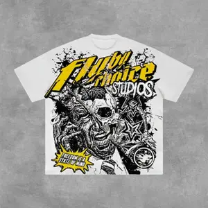 Fly By Choice Freedom Is A State Of Mind Skull Graphic Cotton T-Shirt Oversize Top Womenswear Black Breathable Clear Cropped Day