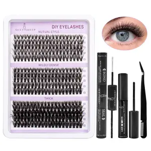 Mixed Length Individual Synthetic False Eyelashes Kit, Natural Look Eyelash Extensions, Self Grafting Curl Eyelashes, Eye Makeup Enhancement for Women & Girls, Cosmetic, Trending Makeup, Diy Eyelash Clusters
