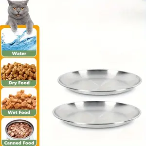 Pet Feeding Bowl, 2 Pcs 6.7inch  Stainless Steel Bowl, Kitten Feeding Bowl, Dog Feeding Bowl, Metal Cat Bowl, Non-slip and Easy To Clean, for Cats, Dogs, Hamsters, Other Pets