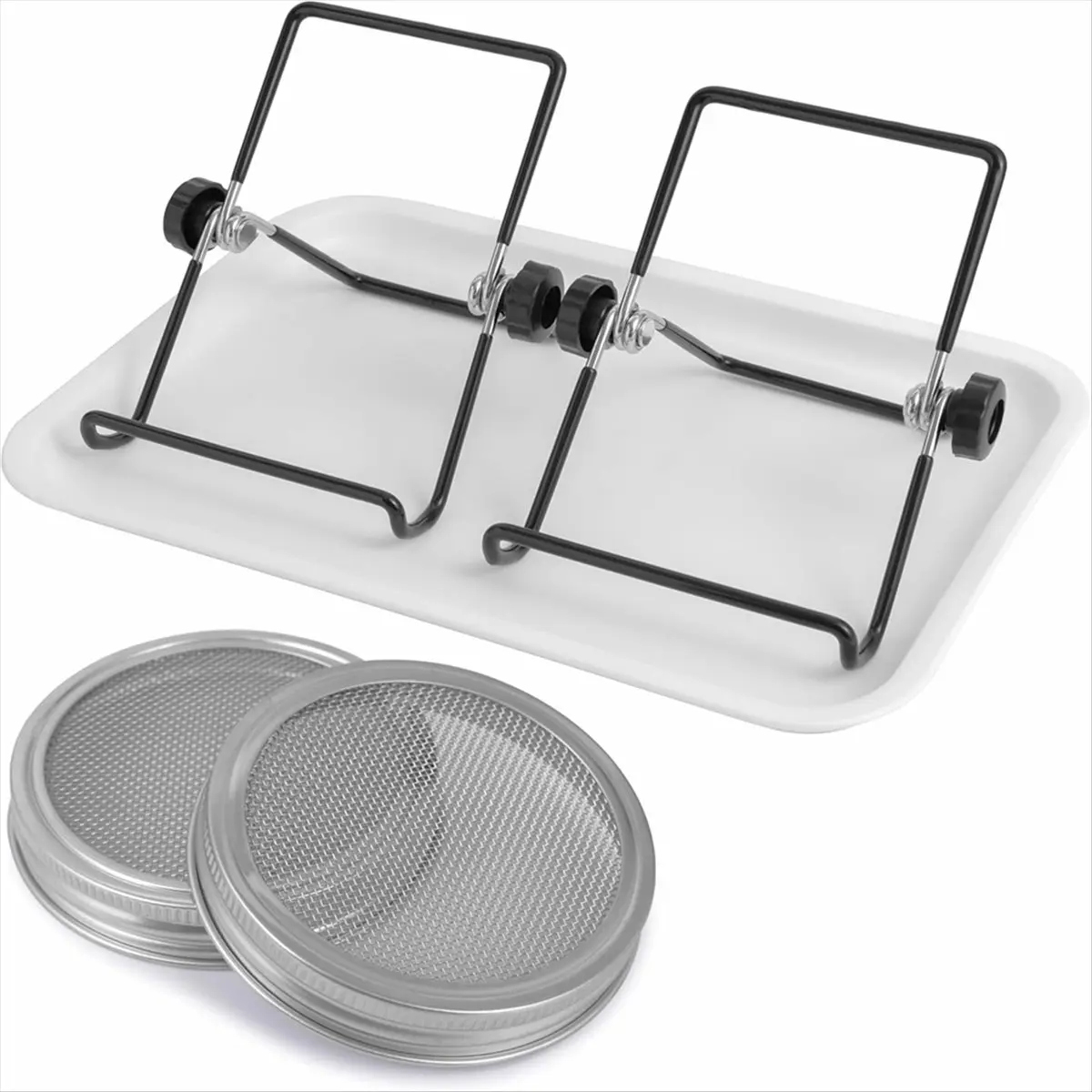Stainless Steel Mesh Sprouting Kit for Wide Mouth Mason Jars for Growing Broccoli Sprouts, Bean Sprouts, Sunflower, Etc