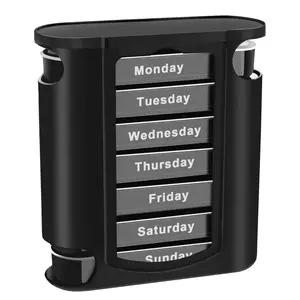 7-Day Pill Organizer with 1 Dispenser and Stackable Compartments - Detachable, Portable Medicine Storage for Morning, Afternoon, Evening, and Bedtime - Durable Plastic, Black, Medication Management | Stackable Design | Durable Plasti