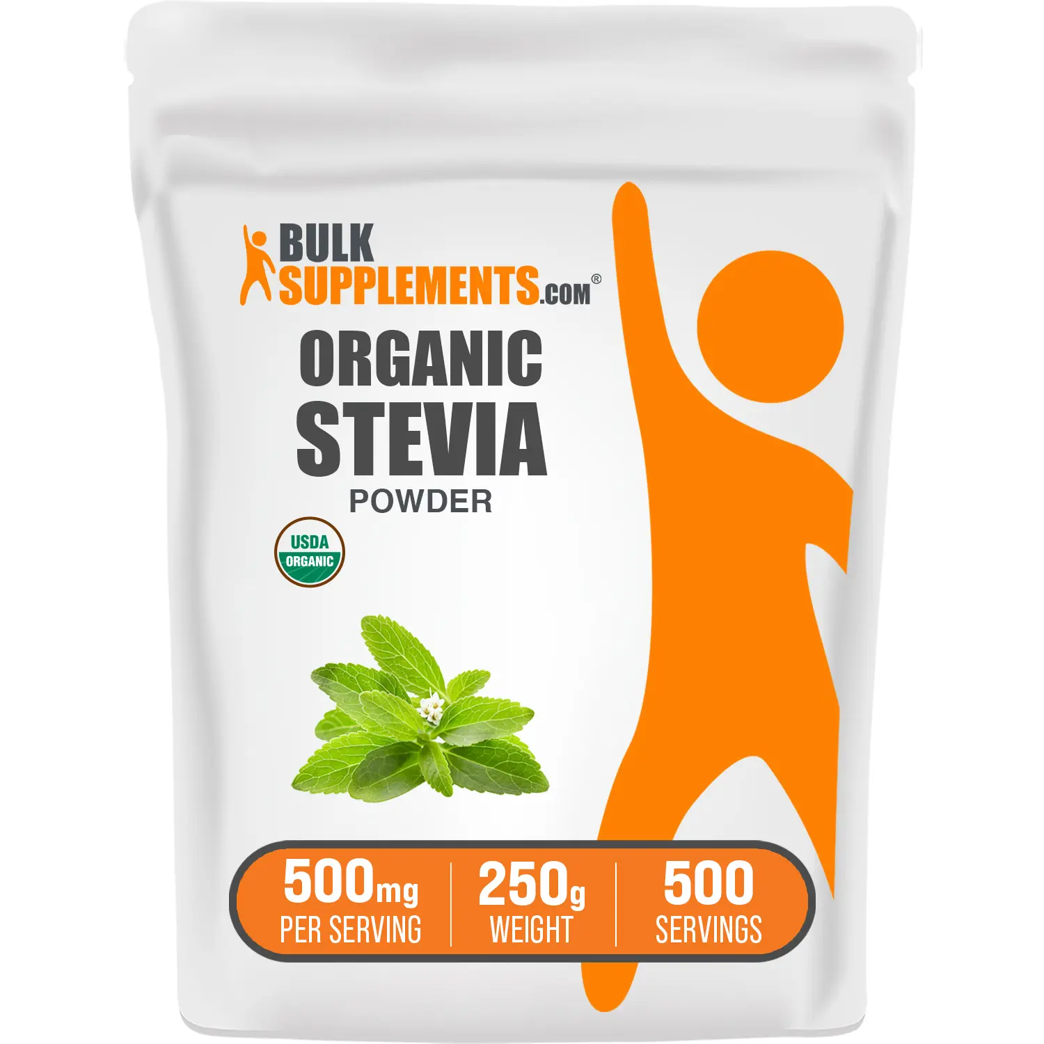 BulkSupplements Organic Stevia Powder - 0 Sugar Hydration Powdered Supplement Drink Mix - Natural Sweetener, Sugar Alternative - 250g, 500mg per Serving, Zero Sugar Hydration Powdered Supplement Drink Mix