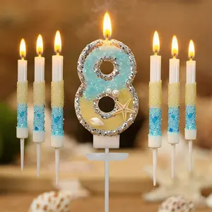 1pc Ocean-themed beach starfish cross-border set birthday candles, birthday cake decorating candles, suitable for party decorations, anniversaries, cake decorations, Christmas, Halloween, and various events and party Prop Ornaments supplies, Cake Topper