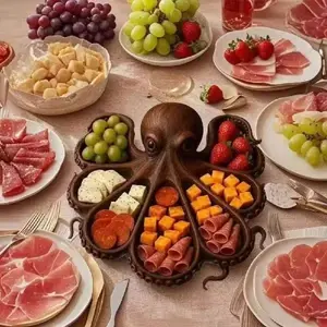 Grilled Squid Platter, Fruit Salad Plastic Tray, Perfect Gift for Seafood Lovers, Ideal for Parties & Gatherings