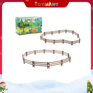TOYMANY 24pcs Mini Toy Fence for Farm Animals – Tiny Horse Corral Plastic Fencing Model Set, Farm Barn & Paddock Accessories for Model Figures, Christmas Gift Toy for Kids & Toddlers