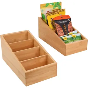 4-Section Snack Organizer with Removable Dividers for Kitchen, Cabinet, Office, Countertop, 2 Pack  Pantry Storage Organization for  Packets, Seasoning Pouches, Coffee Pods