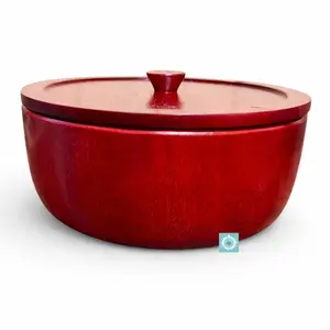 Chango Shango Wooden Batea with Lid 12 Inch Offering Bowl Santeria Regla de Ocha Yoruba Orisha Altar Dish Batea de Changó en Madera Tableware