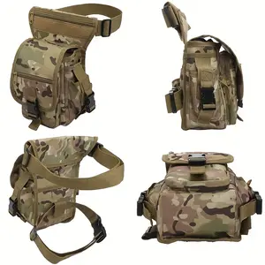 Men's & Women's Belt Bag with MOLLE System - Hands-Free Waist Bag for Hiking, Cycling, Motorcycle, Outdoor Gear - Adjustable Drop Leg Pack, Zipper Closure & Pouches (Camouflage/Tan) - -Style Accessory