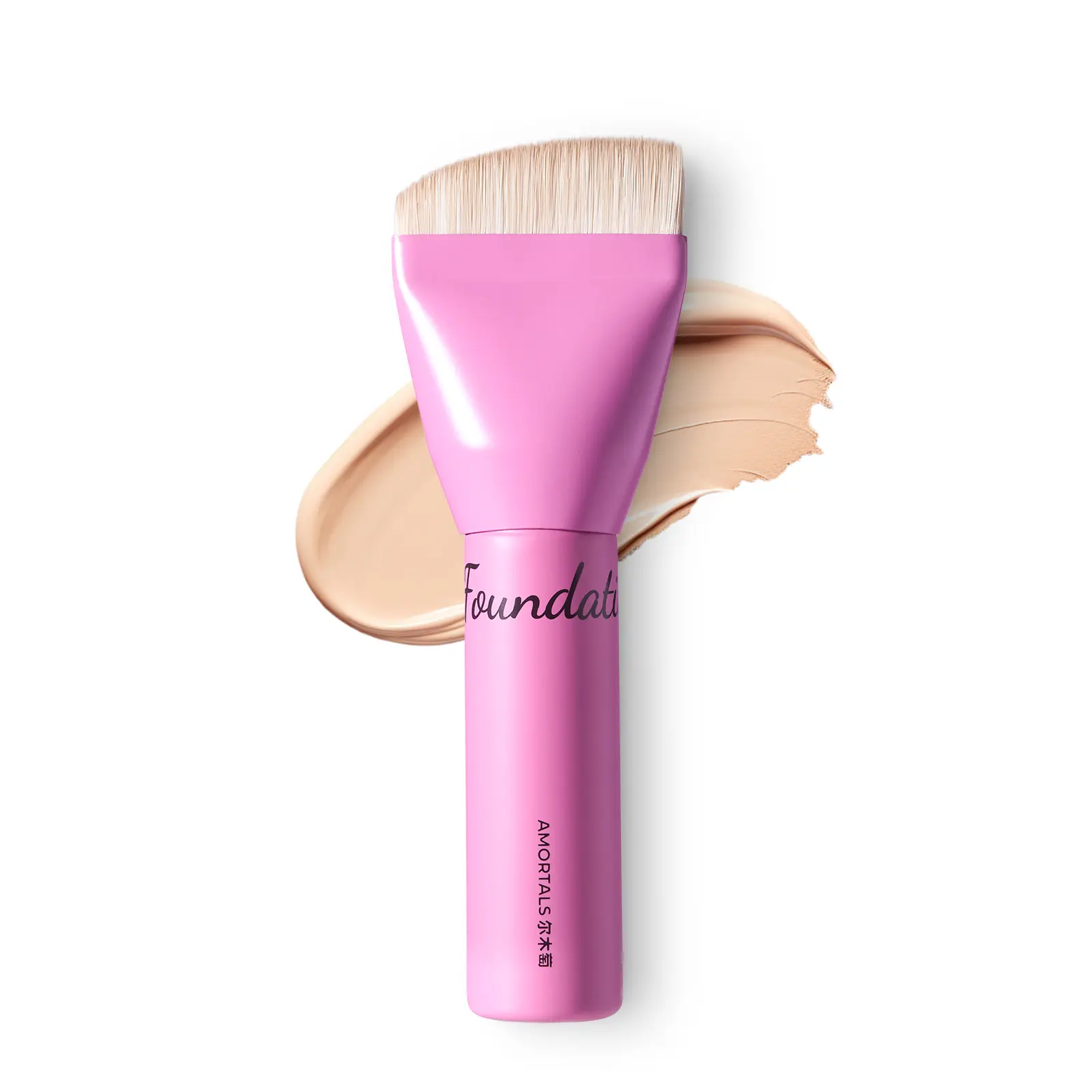 AMORTALS Master XL Foundation Brush - Birch Wood Handle, Ergonomic Design, Seamless Curved Shape, Soft Density Synthetic Bristles for Professional Blending, Complexion & Face Cosmetics Makeup Brush, Complexion Brush, Cosmetics Brush