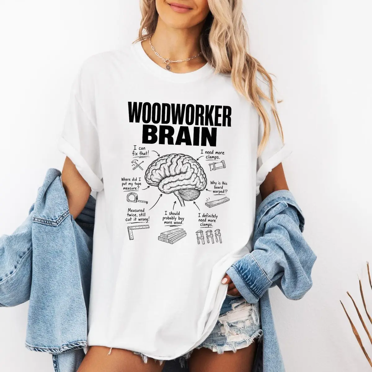 Woodworker Brain Original Shirt – Funny Carpenter T Shirt For Men, Woodworking Workshop Tee, Woodworker Gift, Unisex Short Sleeve Tee