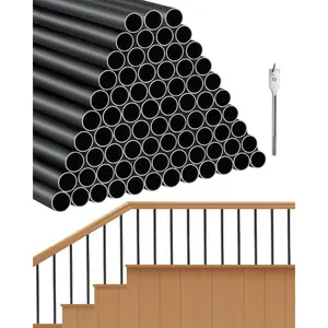 VEVOR Deck Balusters 51 Pack, 36 in Aluminum Stair Balusters, 3/4 in Rainwater-Proof Round Metal Spindle Railing, Durable Hollow Deck Railing with #19 Drill Bit for Stairs, Porch, Patio, BlackVEVOR Super Brand Day