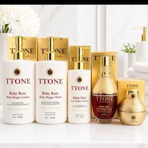 TTONE Ruby Rain 5 Piece Skincare Set – Cleanser, Toner, Face Cream, Body Wash & Body Lotion ((+ xtra Customization ) fee