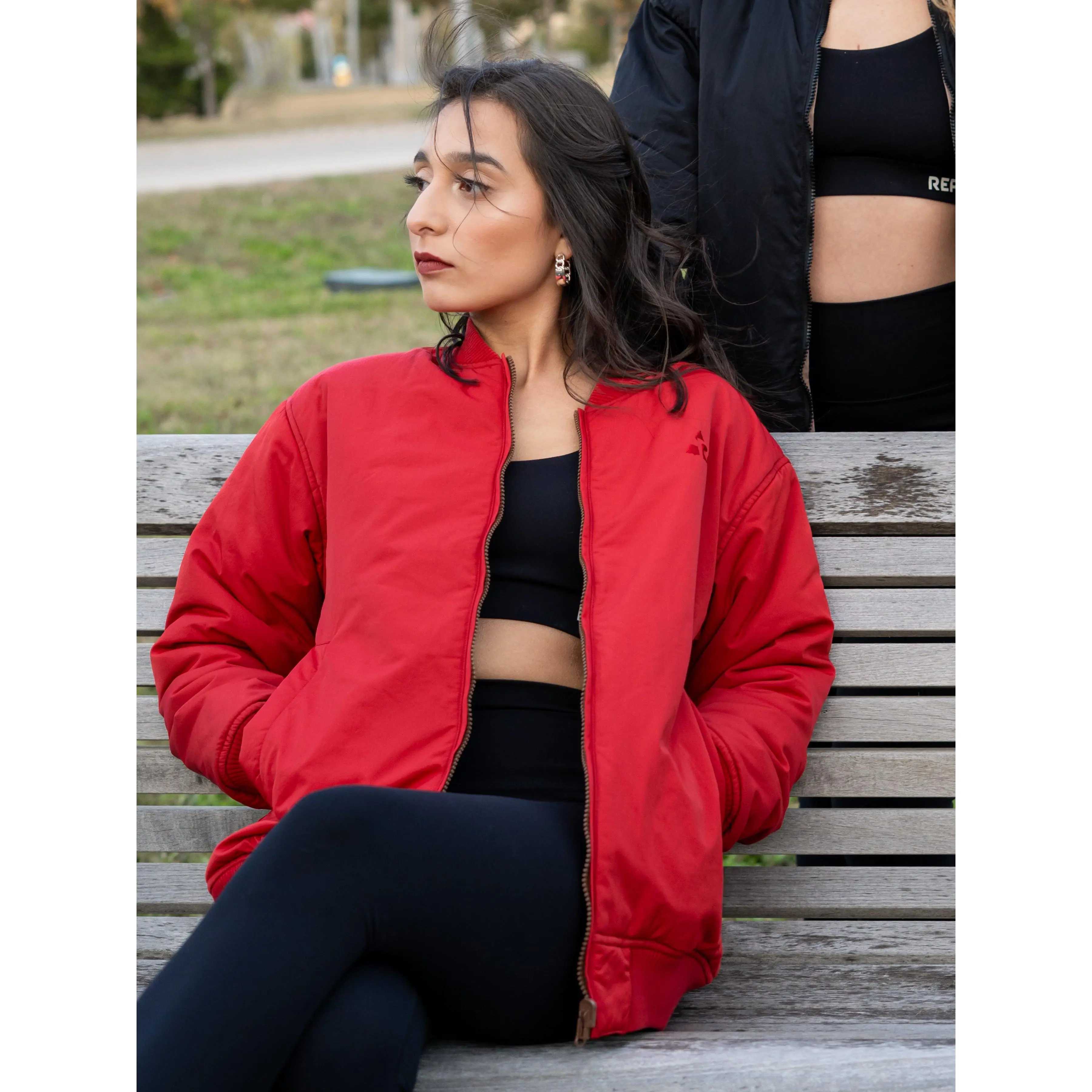 Reversible Bomber Jacket- Cocoa/Cherry