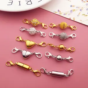 12-Pack Strong Magnetic Jewelry Clasps & Closures, Gold/Silver Plated Zinc Alloy Extenders with Stainless Steel Charm, 8x36mm Fashion Accessory for Costume Jewelry