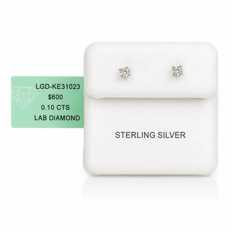14k gold over 925 sterling silver 3mm lab  diamond studs