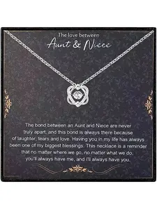 The Love between Aunt & Niece Heart Pendant Necklace with Card and Gift Box, Heart Design Necklace, Perfect Birthday Christmas Mother's Day Gift for Aunt Niece, Necklace for Daughter