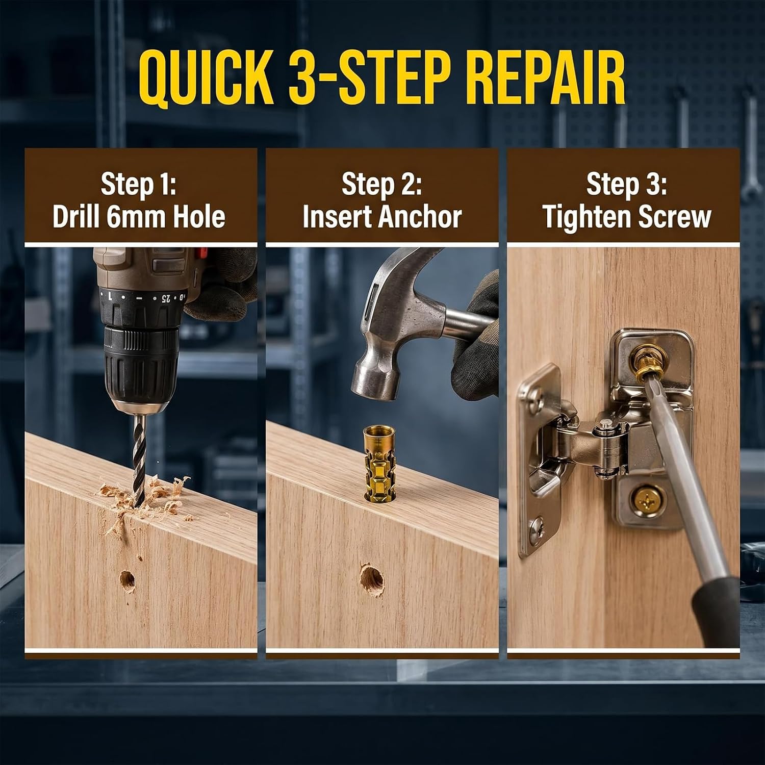 Door Hinge Thread Repair Screws, 6×14mm Short Expansion Wall Anchors, 60Pack/120Pack Stripped Thread Hole Fixer for Cabinet, Tile, Stone & Partition Hinge Mounting Door Hinge Thread Repair Screws, 6×14mm Short Expansion Wall Anchors, 60Pack/120Pack Stripped Thread Hole Fixer for Cabinet, Tile, Stone & Partition Hinge Mounting