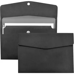 1 count PU Leather Envelope File Folders A4 Paper Document Filing Envelope Document Organizer Leather Portfolio Folder Holder with  Closure (Black)