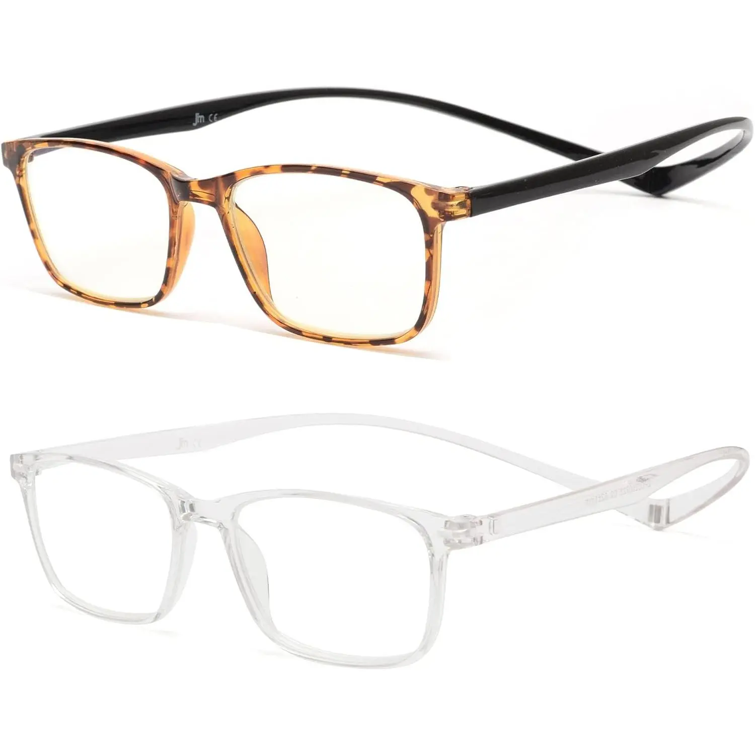 2 Pack Magnetic Reading Glasses for Men Women, Hang Neck Blue Light Blocking Computer Readers Tortoise & Clear