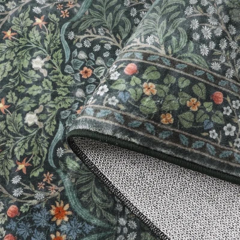 Lahome Floral Area Rugs, Soft Washable Rugs for Living Room Bedroom, Boho Non-Slip Forest Large Throw Carpet for Farmhouse Dining Room Office