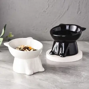 Tall Cat and Dog Bowl 15 ° Tilt - Anti Vomiting Elevated Pet Feeding Bowl, Designed to Protect Neck and Spine, Non slip Wide Base, Durable Plastic Material, Suitable for Cats and Small Dogs, Suitable for Wet and Dry Food, Practical Pet Gift