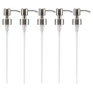 Stainless Steel Kitchen Soap Pump Replacements, 5-Pack 28-Teeth Metal Bottle Nozzles for Lotion Dispensers