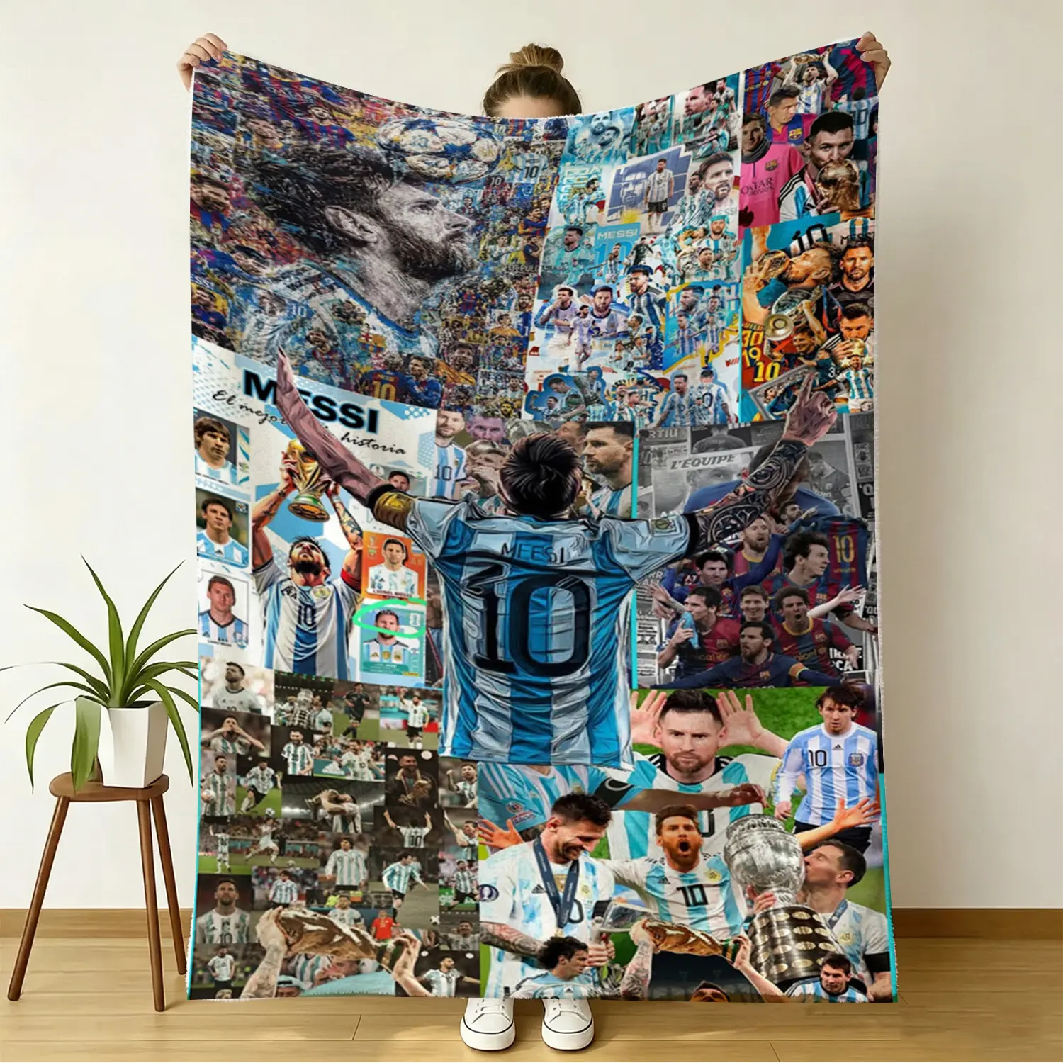 Messi Soccer Blanket, Football Legend Throw Blanket, Argentina Soccer Fan Blanket, Soft Cozy Sports Gift for Bedroom Sofa