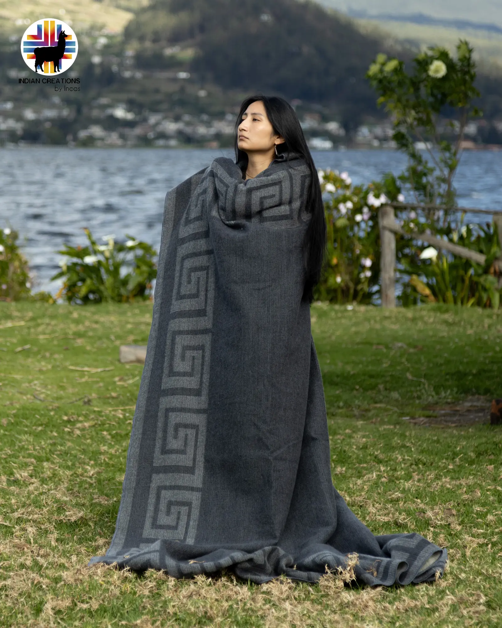 Silver Spring Alpaca Blanket Bohemian Design Soft Cozy 80% Alpaca 20% Acrylic Handmade Queen Size 74x94 Inches Warm Stylish for Cuddling with Stripe Pattern