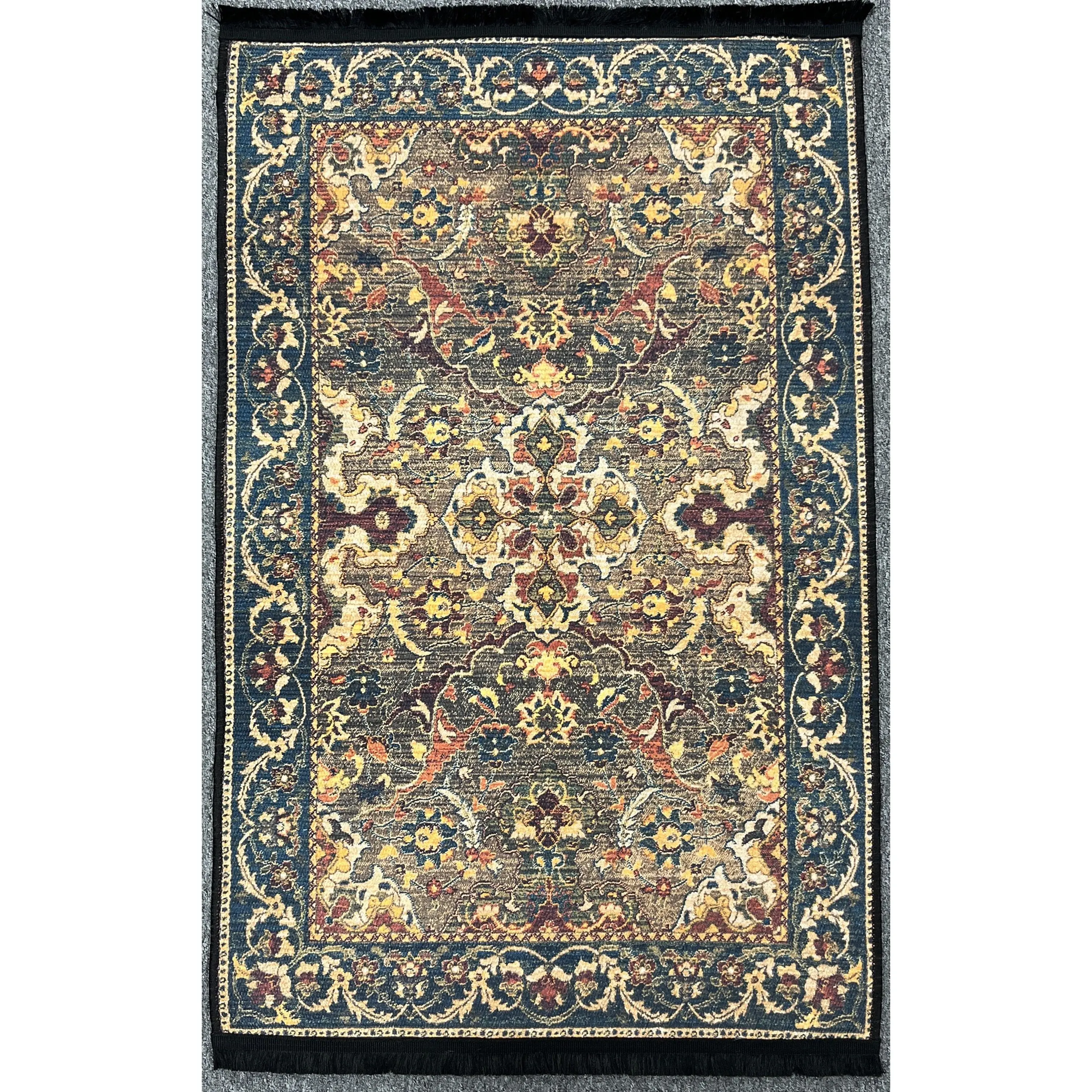 1-Piece Traditional Rectangular 3x4 Tabriz Area Rug, Default Size, Durable Machine-Washable Geometric Flat-Weave Indoor Non-Customised Room Decor Carpet, One-Piece