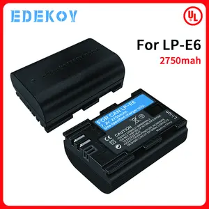 EDEKOY LP-E6 Lithium Battery for Canon EOS Cameras | 7.2V 2750mAh with USB-C Fast Charging | Compatible with 90D, 80D, 7D Mark II | ISO-Certified & Circuit Protection Power Backup