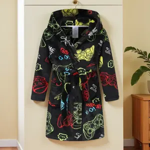 F-SQ2 Boys & Girls Robes - Kids Toddler Flannel Hooded Bathrobe & Pajamas Sleepwear for 2-16 Years  Cozy & Comfortable