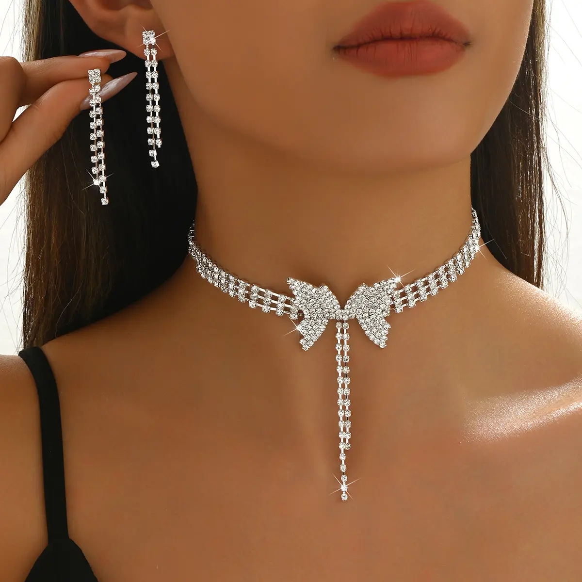 Popular wedding butterfly necklace and earrings bridal jewelry set for parties