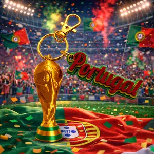 Portugal 2026 World Cup Trophy Keychain 3D Printed Soccer Collectible Team Portugal Football Fan Gear Handmade Custom Durable Lightweight Backpack Charm Portuguese Flag Colors Limited Edition World Cup Gift