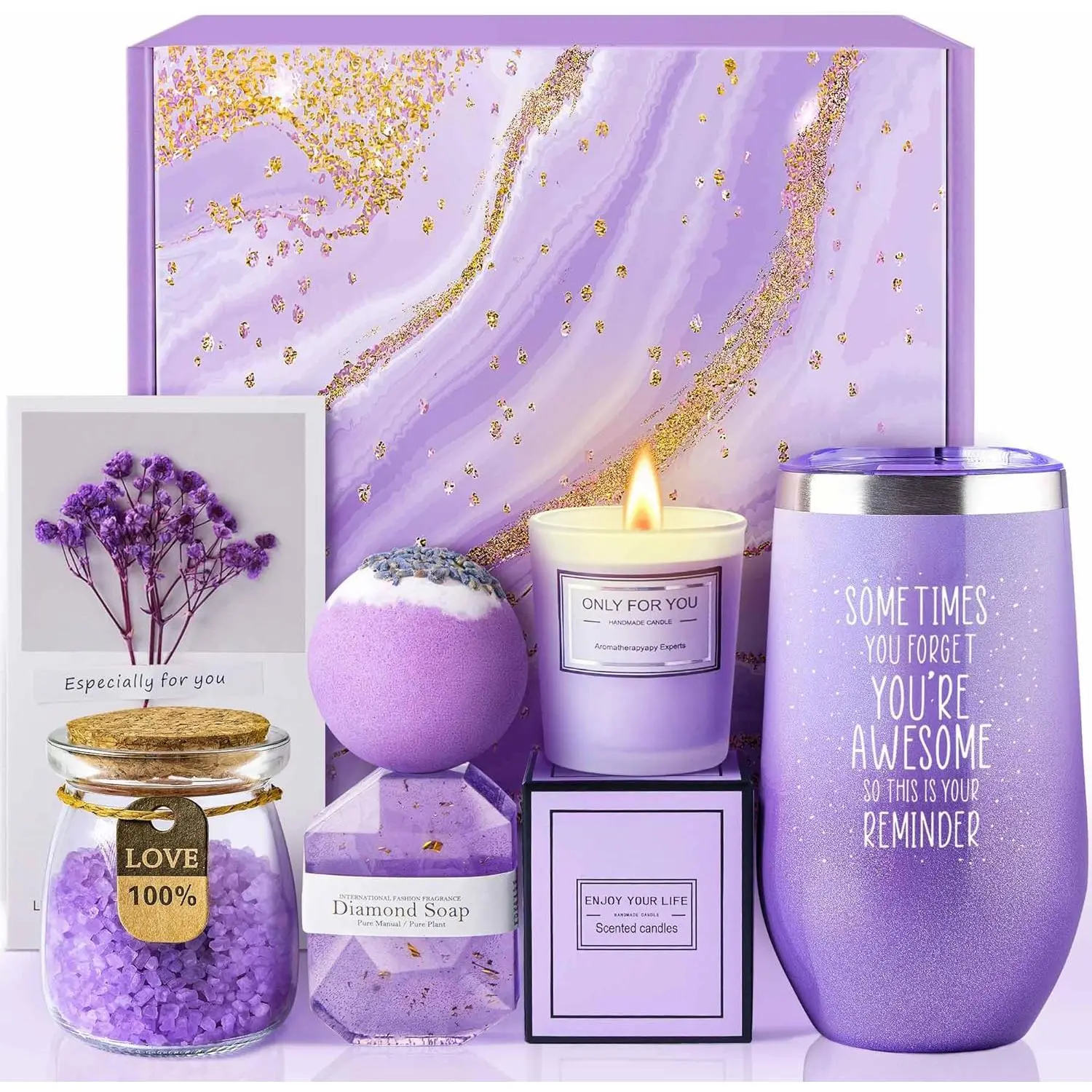Gifts for Women, Mom, Wife, Girlfriend, Sister, Her - Happy Birthday, Christmas, Vantine's Day, Mothers Day Gifts - Lavender   Basket Set