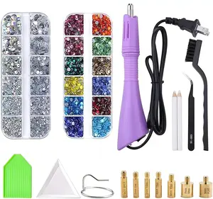 Hotfix Rhinestone Applicator Wand + Mixed Color & Size Gem Set – Easy Iron-on for DIY Crafts