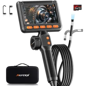 Two-Way Endoscope Camera with 32GB Card, 3 Adjustable Light, 360° Rotatable Borescope, 0.33in Articulating Snake Camera, Video Inspection Scope for Automotive Aircraft Mechanics, Pipeline Inspection- 5.5FT