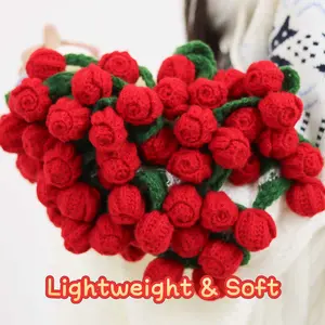 52-Flower Convertible Bouquet - 43in Round 3D Rose Handmade Crochet Blanket, Soft Warm Throw Blanket, Exquisite Stitching, All-Season Home Supply, Mothers Day Gifts Ideas for Mom/Wife, for Living Room/Sofa, Blankets
