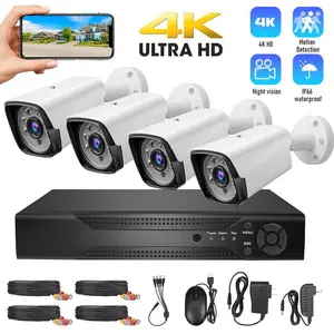 Security Camera System Set,1080P 4CH Home CCTV System Security Systems with 4pcs 2MP Full HD Cameras 1TB HDD Night Vision Motion Detection Free App for Indoor Outdoor Video Surveillance