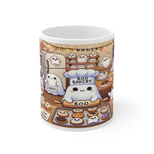 Boo Bakery Halloween Ceramic Mug  Drinkware Beverage Ghost Spooky Tumbler  Coffee Cup pottery mugs