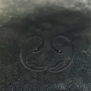 GTHIC Black Crawling Snake Ear Cuffs Stainless Steel for Women Daily Wear Statement Jewelry